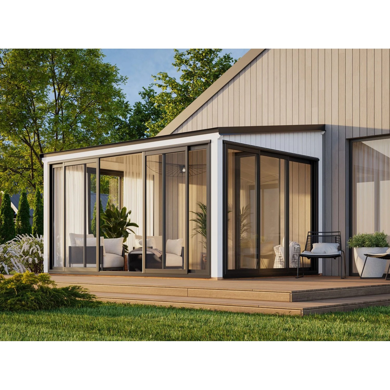 Palmako Holz-Gartenhaus Lumi Slide Pultdach Lackiert 420 cm x 297 cm 11,6 m²