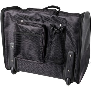 Schwarzer Trixie Trolley Elegance für Hunde, mit Rollen, Teleskopgriff und Zusatzfächern.