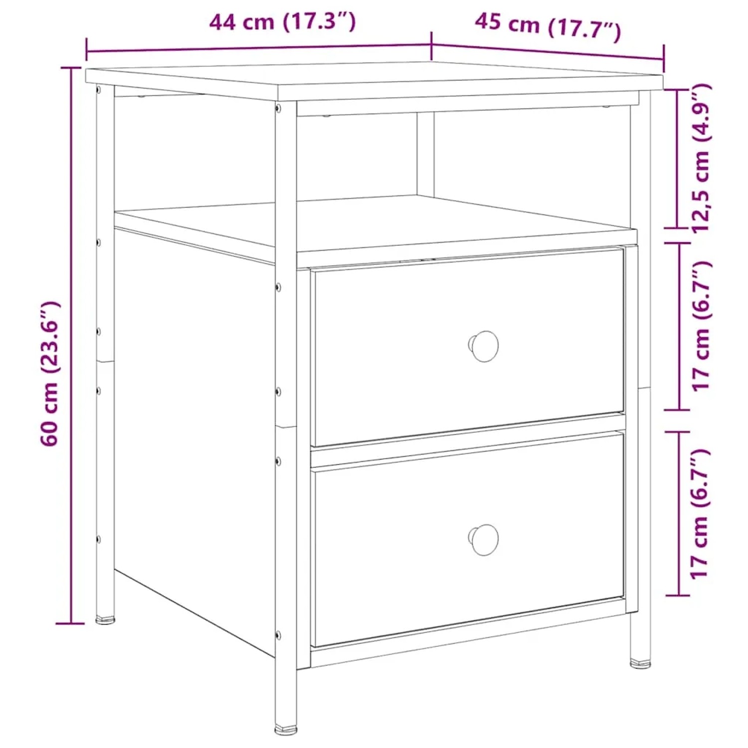 vidaXL Nachttische 2 Stk, Artisan-Eiche 44x45x60 cm Holzwerkstoff 857257_11
