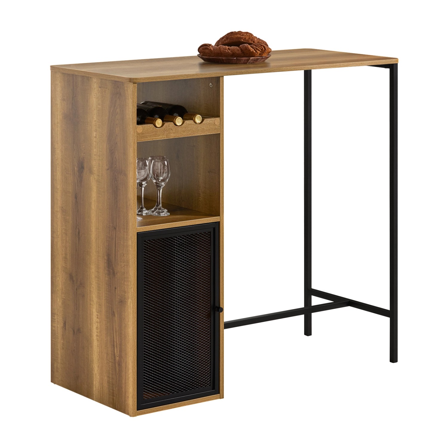 SoBuy Bartisch mit Flaschenablage Holz Metall Vintagebraun FWT97-PF günstig online kaufen