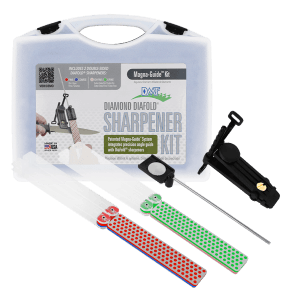 DMT Diafold Magna-Guide Kit im Koffer: Diamant-Schleifsteine mit Schleifwinkel-Einstellung für präzises Schärfen.