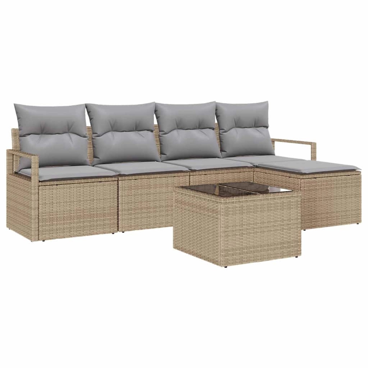 vidaXL Garten-Sofa-Set 6-Tlg Beige Poly Rattan 3346350 günstig online kaufen