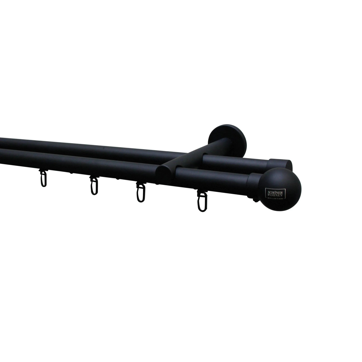 Schwarze Schöner Wohnen Gardinenstange Leon mit Innenlauf, Ø 20 mm, 160 cm.