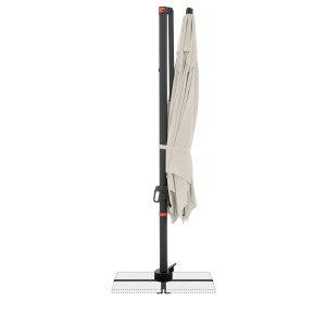 Doppler Ampelschirm MyZone, 280x280 cm, Natur, geschlossen. Quadratischer Sonnenschirm mit Dreh- und Neigungsfunktion.