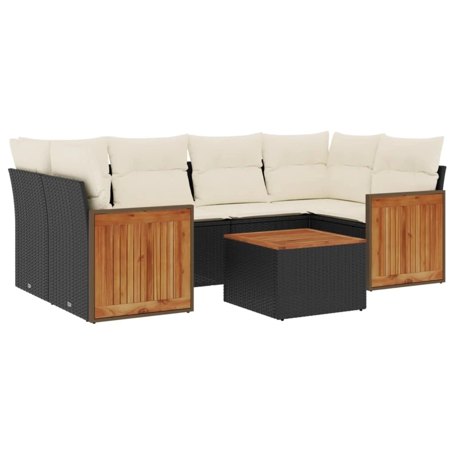 vidaXL 7-Tlg Garten-Sofagarnitur mit Kissen Schwarz Poly Rattan 3227477 günstig online kaufen