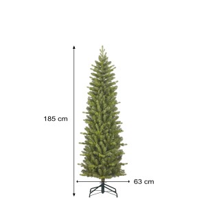 Schlanker, grüner Black Box Trees Weihnachtsbaum Harma Pilar, 185 cm hoch, ideal für kleine Räume.