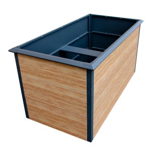 T&J Metall-Hochbeet Emmi, 150x75x77 cm, Holzdekor, Stahl verzinkt und pulverbeschichtet.