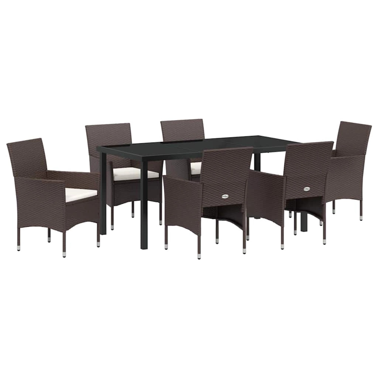 vidaXL 7-Teiliges Garten-Ess-Set in Braun aus Poly Rattan 3379748