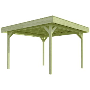 Weka Gartenlaube 657 aus kesseldruckimprägniertem Holz, 360x349 cm, mit Flachdach. Ideal als Holz-Pavillon im Garten.
