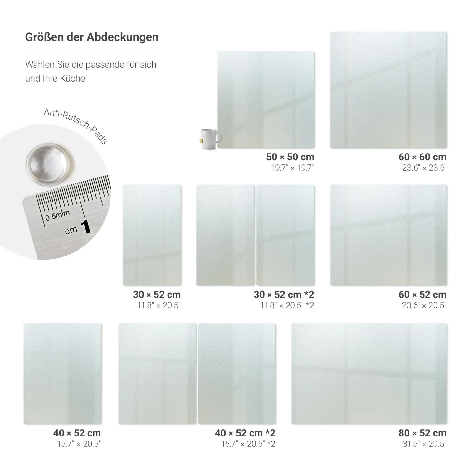 Tulup Herdabdeckplatte Glasherdabdeckplatte 60x52 cm Rechteckig Herdabdeckplatte Ceranfeld Schutz Herdabdeckplatte Halbtransparent_4
