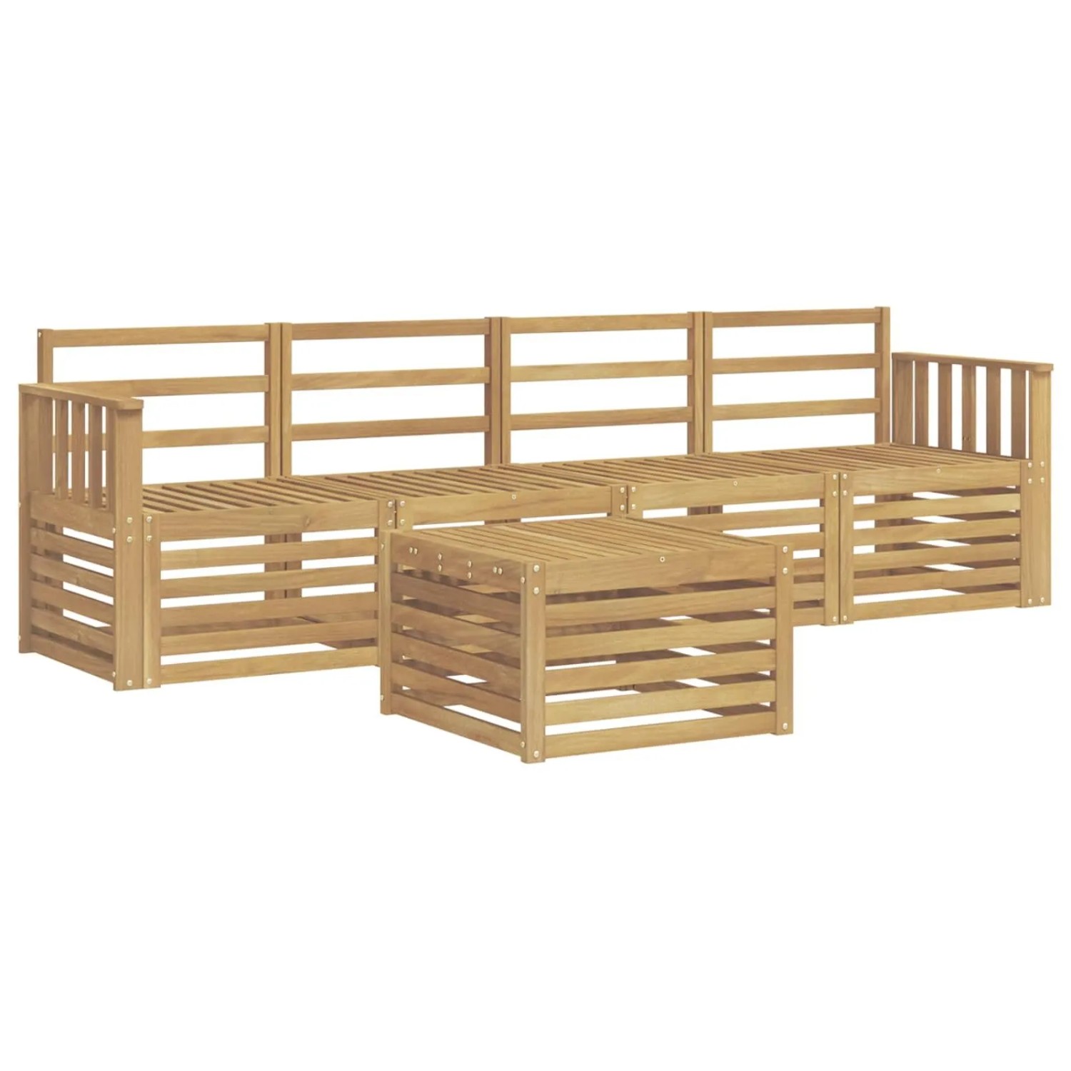 vidaXL Outdoor-Sofagarnitur 5-Tlg Weiß Massivholz Akazie 3391344