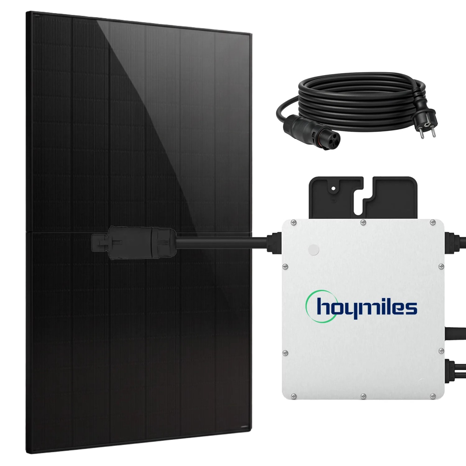 SUNNIVA Balkonkraftwerk 460W mit Hoymiles 400W Wechselrichter inkl.5m Kabel Solarmodule Bifazial Fullblack Glas-Glas