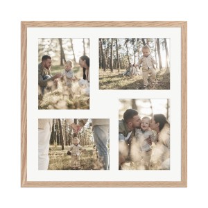 WANDStyle Galerierahmen Eiche für 4 Fotos (13x18 cm). Quadratischer Bilderrahmen mit Passepartout.