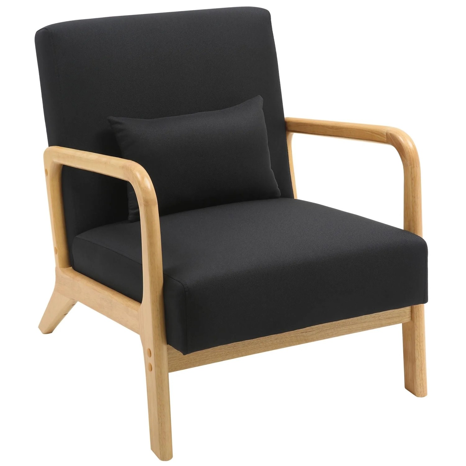 DELUKE Lounger Sessel DUBAI Holz Schwarz 64x80x74cm Loungesessel Wohnzimmer Bequem Lounger Clubsessel Sofa Hotelsessel