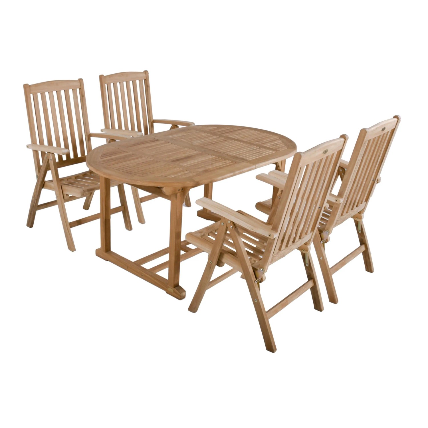 DELUKE Garten-Sitzgruppe MANUEL 5-tlg. Teak Teakbraun Gartenmöbel-Set Gartengarnitur Garten-Essgruppe Stühle A Esstisch