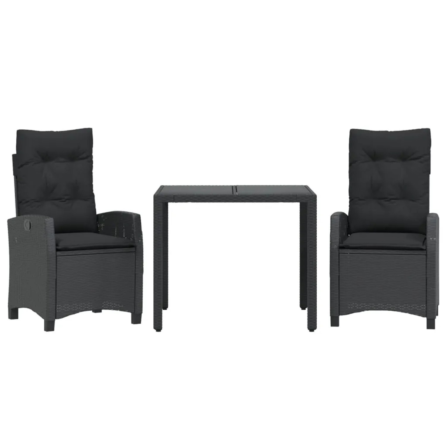 vidaXL 3-Tlg Garten-Essgruppe mit Kissen Schwarz Poly Rattan 3212635