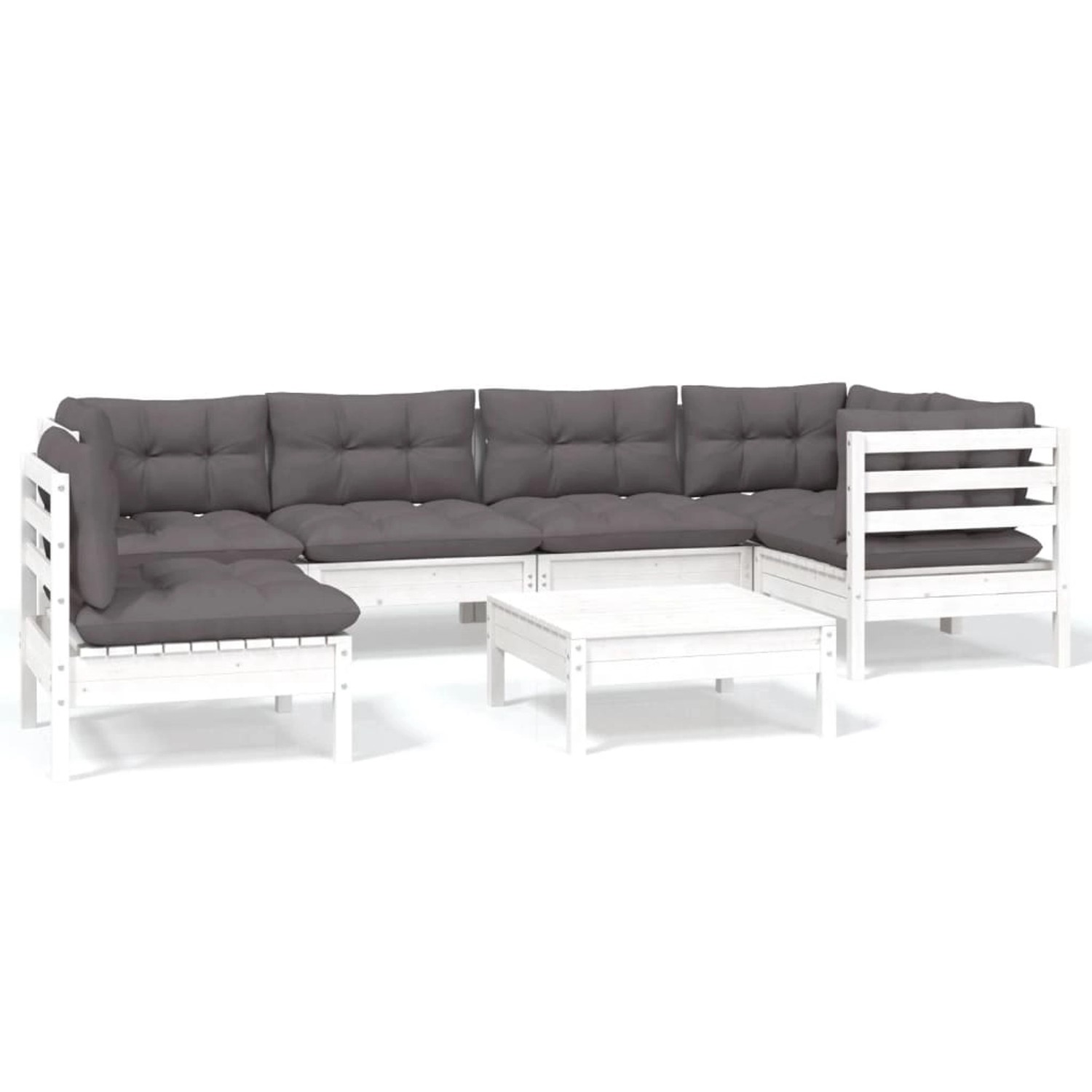 vidaXL 7-Tlg Garten-Lounge-Set mit Kissen Weiß Kiefernholz 3096425 günstig online kaufen