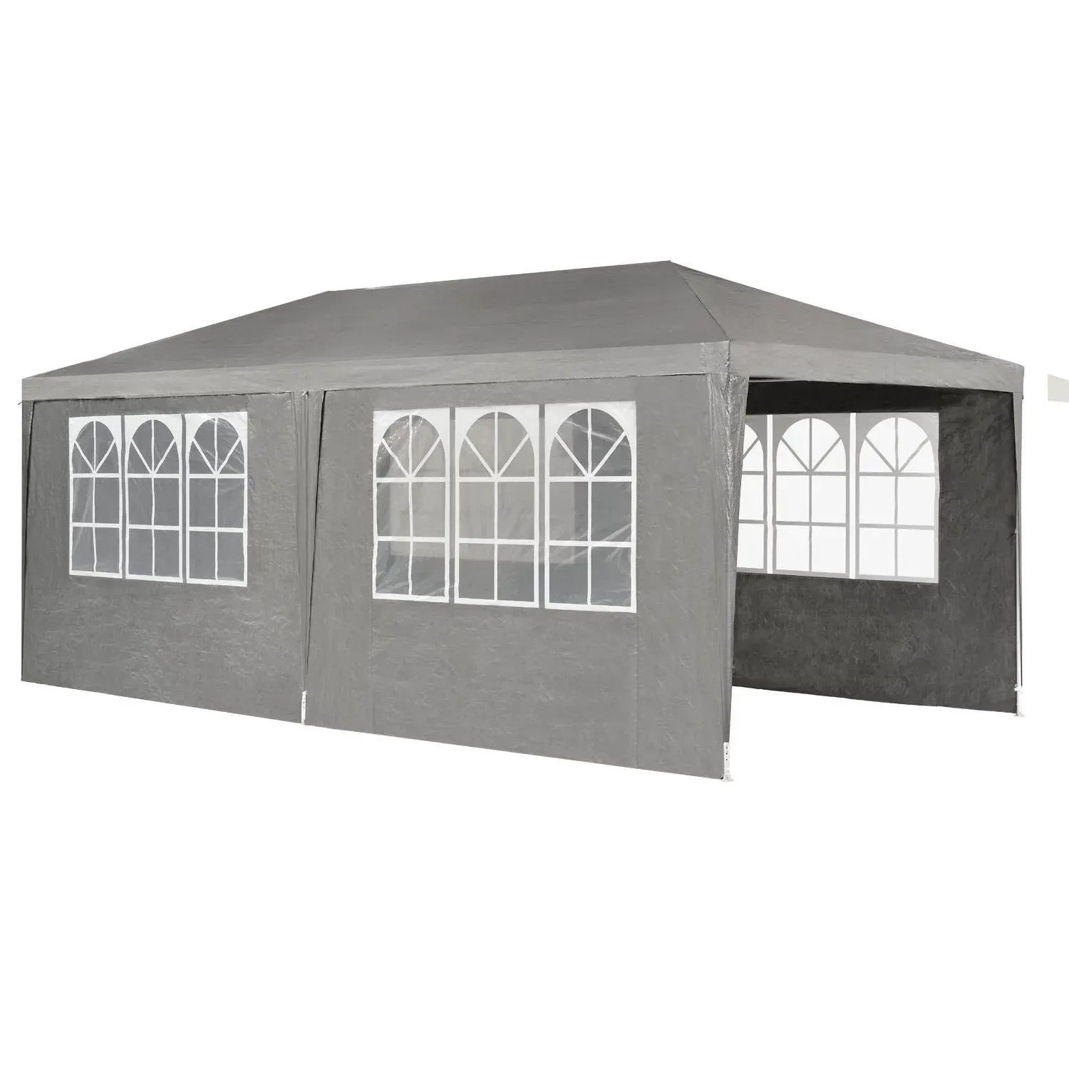 Dunkelgraues Juskys Partyzelt 3x6m mit Seitenwänden und Fenster für Garten & Feiern.