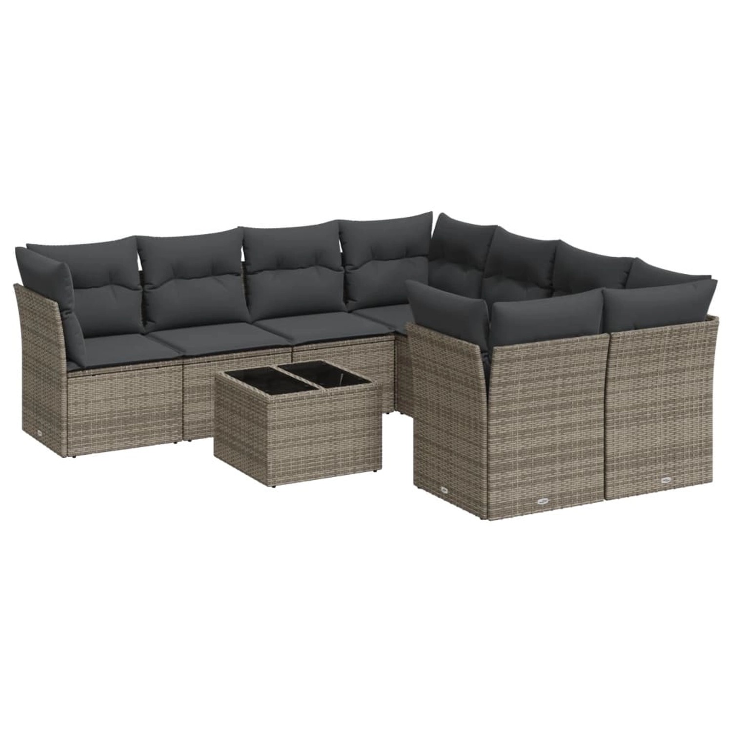 vidaXL 9-Tlg Garten-Sofagarnitur mit Kissen Grau Poly Rattan 3217320 günstig online kaufen