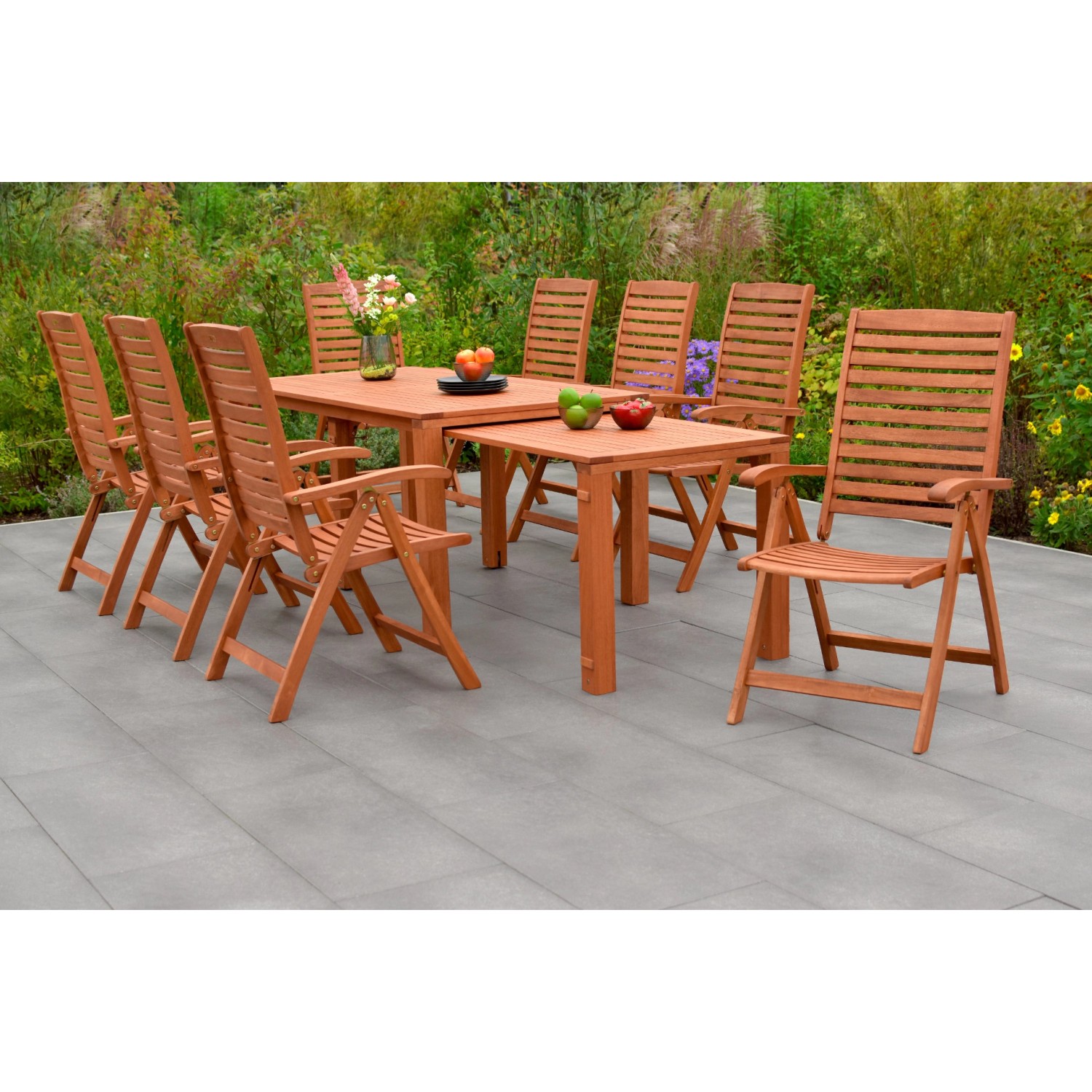 Merxx La Plata Set 9-tlg. 8 Klappsessel Flex-Gartentisch Ausziehbar günstig online kaufen