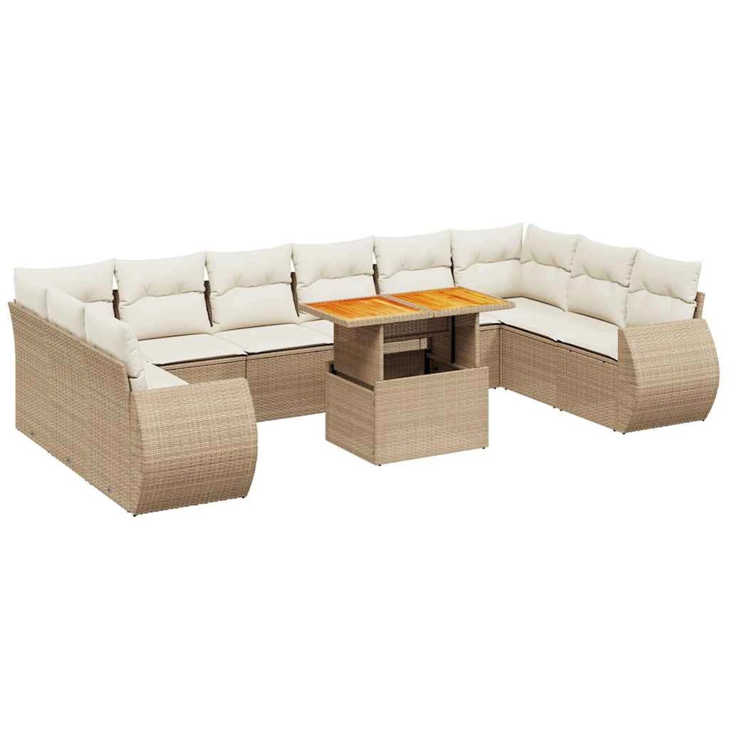 vidaXL 11-Tlg Garten-Sofagarnitur mit Kissen Beige Poly Rattan 3272367 günstig online kaufen