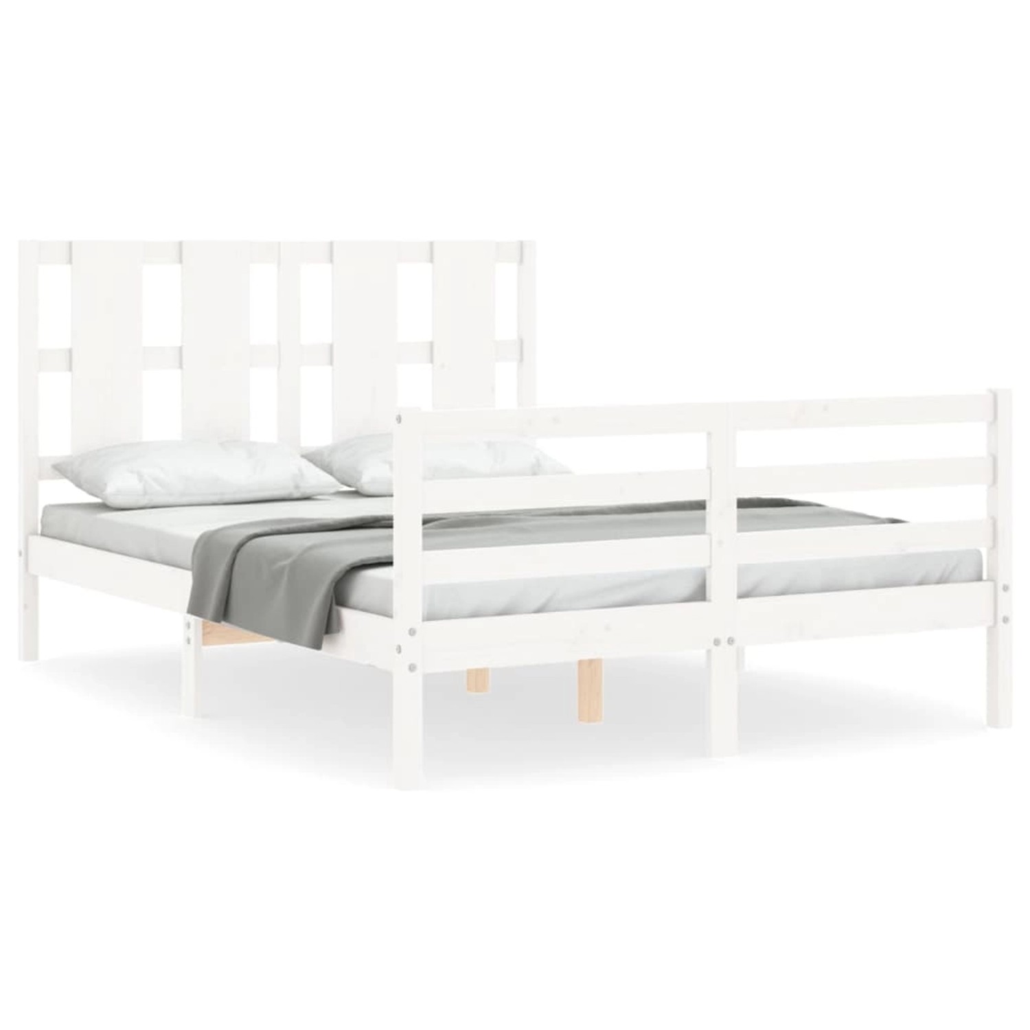 vidaXL Massivholzbett mit Kopfteil Weiß 140x190 cm 3194097 günstig online kaufen