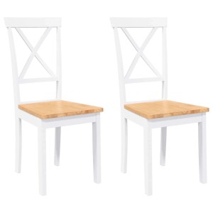 vidaXL Esszimmerstühle 2 Stk Weiß Massivholz Gummibaum 4102406