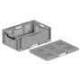 Graue Klappbox Maxi 22 mit 45 l Fassungsvermögen und separatem Deckel. Ideal zur Aufbewahrung.