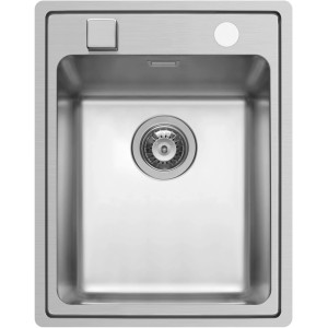 Pyramis Edelstahlspüle Pella, 41x52cm, poliert, mit einem Becken und Abtropffläche.