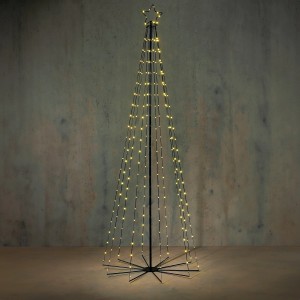 Schwarzer Luca Lighting Outdoor-Baum mit 230 warmweißen LEDs, 240 cm hoch, Weihnachtsdekoration.