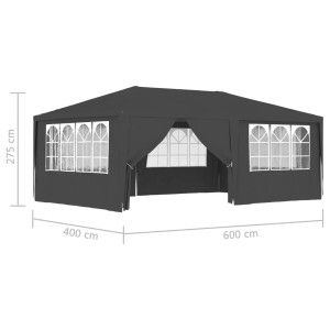 Anthrazitfarbenes vidaXL Partyzelt 4x6 m mit Seitenwänden und Fenstern.