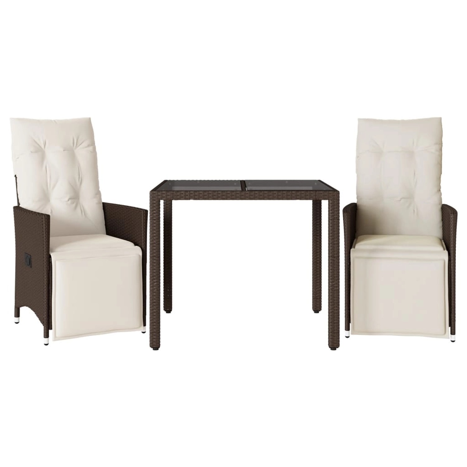 vidaXL 3-Tlg Garten-Bistro-Set mit Kissen Braun Poly Rattan 3276915 günstig online kaufen