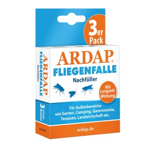 Ardap Fliegenfalle Nachfüller, 3er Packung zur Fliegenbekämpfung im Außenbereich.