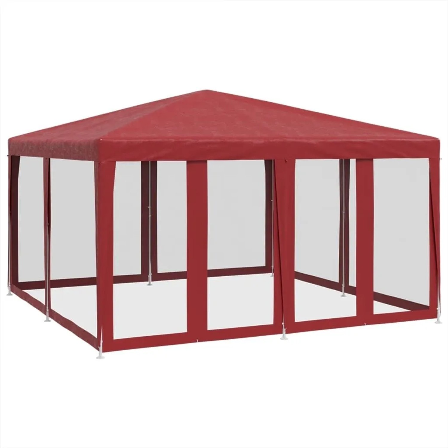 vidaXL Partyzelt mit 8 Mesh-Seitenteilen Rot 4x4 m HDPE 4010065