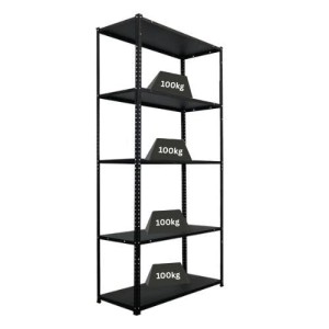 PROREGAL Schraubregal Haldor HxBxT 180x90x40cm 5 Stahlplatten-Ebenen Fachlast 100 kg Schwarz