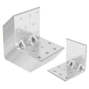 SOTECH 20er Set feuerverzinkte Winkelverbinder 90 Grad mit Sicke, 60x60x60 mm, für stabile Holzverbindungen.