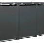 Proregal 3er-Mülltonnenbox aus pulverbeschichtetem anthrazitfarbenem Stahl mit Deckeln und Lüftungsschlitzen.