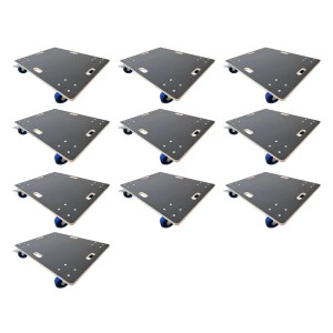 10er Set Profi Transportroller mit Rollen, 80x60cm, Traglast 800kg, Siebdruckplatte, schwarz
