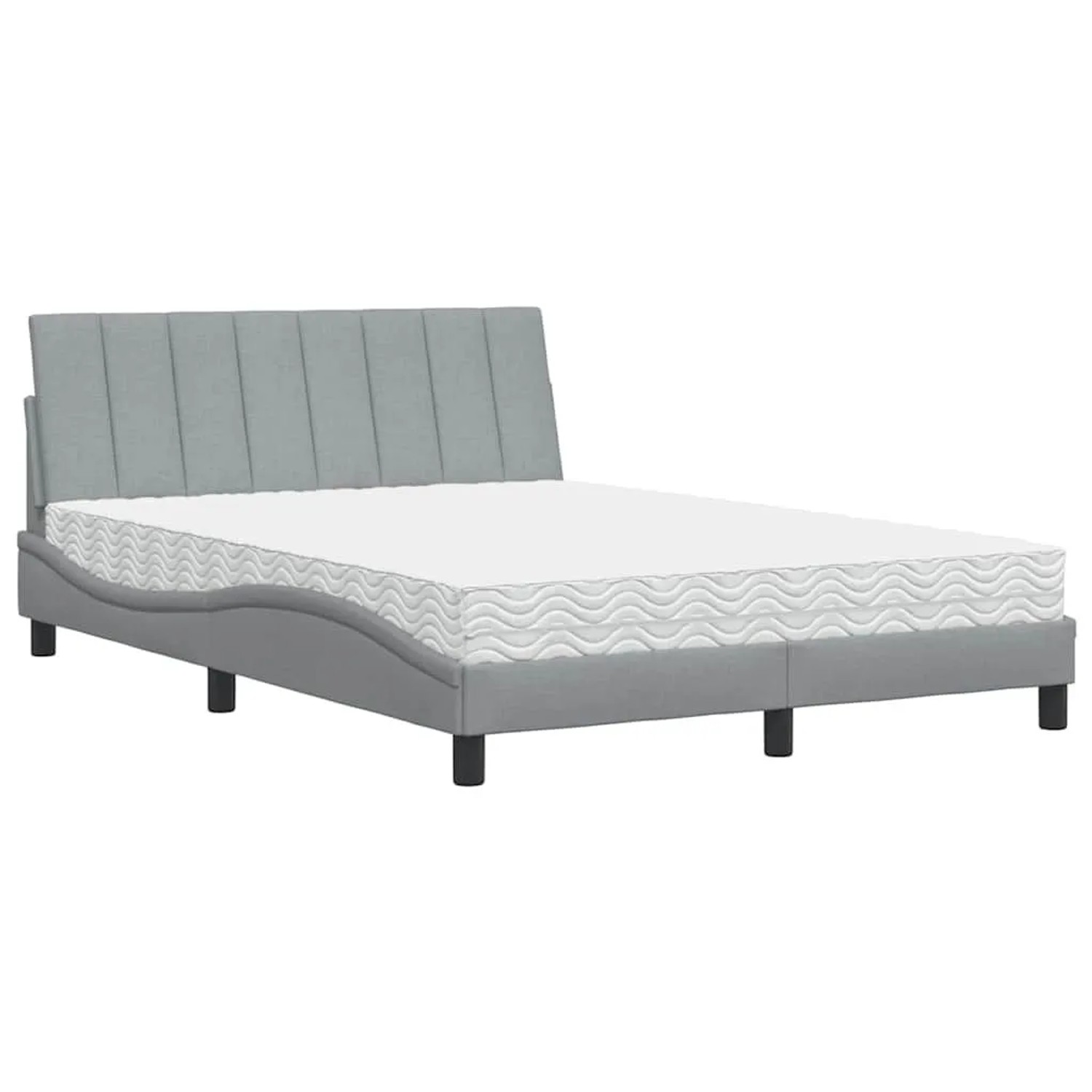 vidaXL Bett mit Matratze Hellgrau 120x200 cm Stoff 3310517
