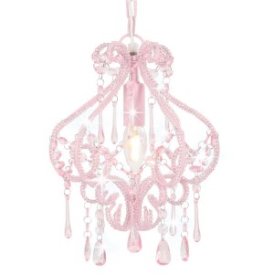 vidaXL Deckenleuchte mit Perlen Rosa Rund E14 281595