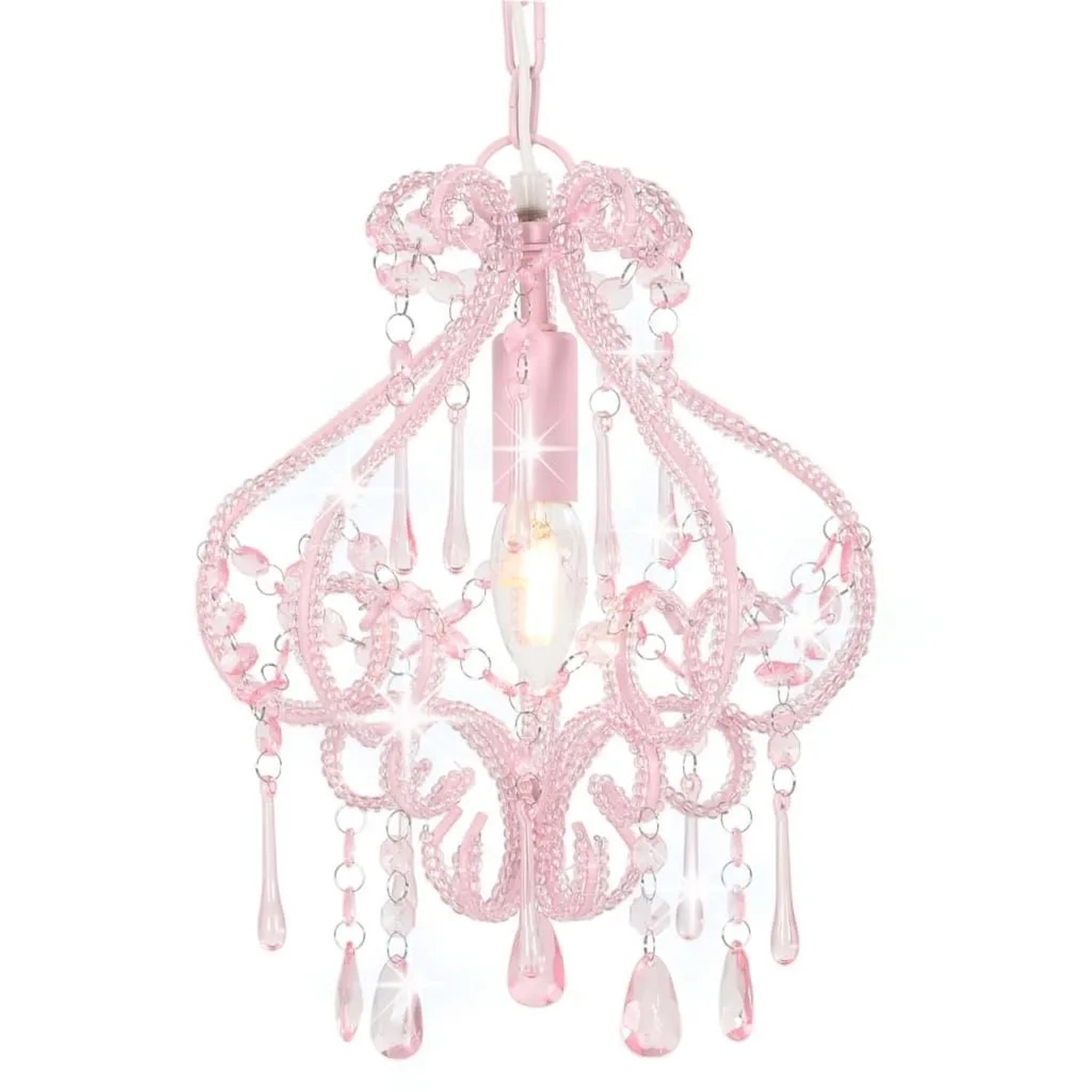 vidaXL Deckenleuchte mit Perlen Rosa Rund E14 281595