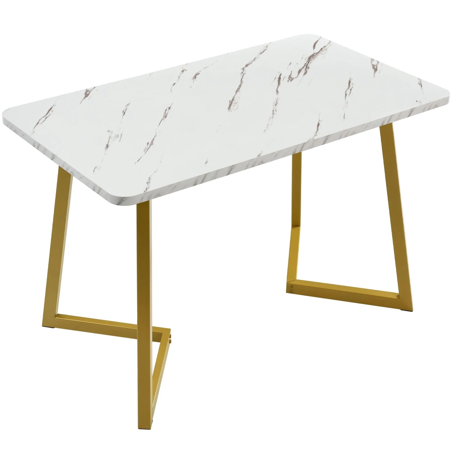 Merax Esstisch 117x68 Weiß Gold Marmormuster