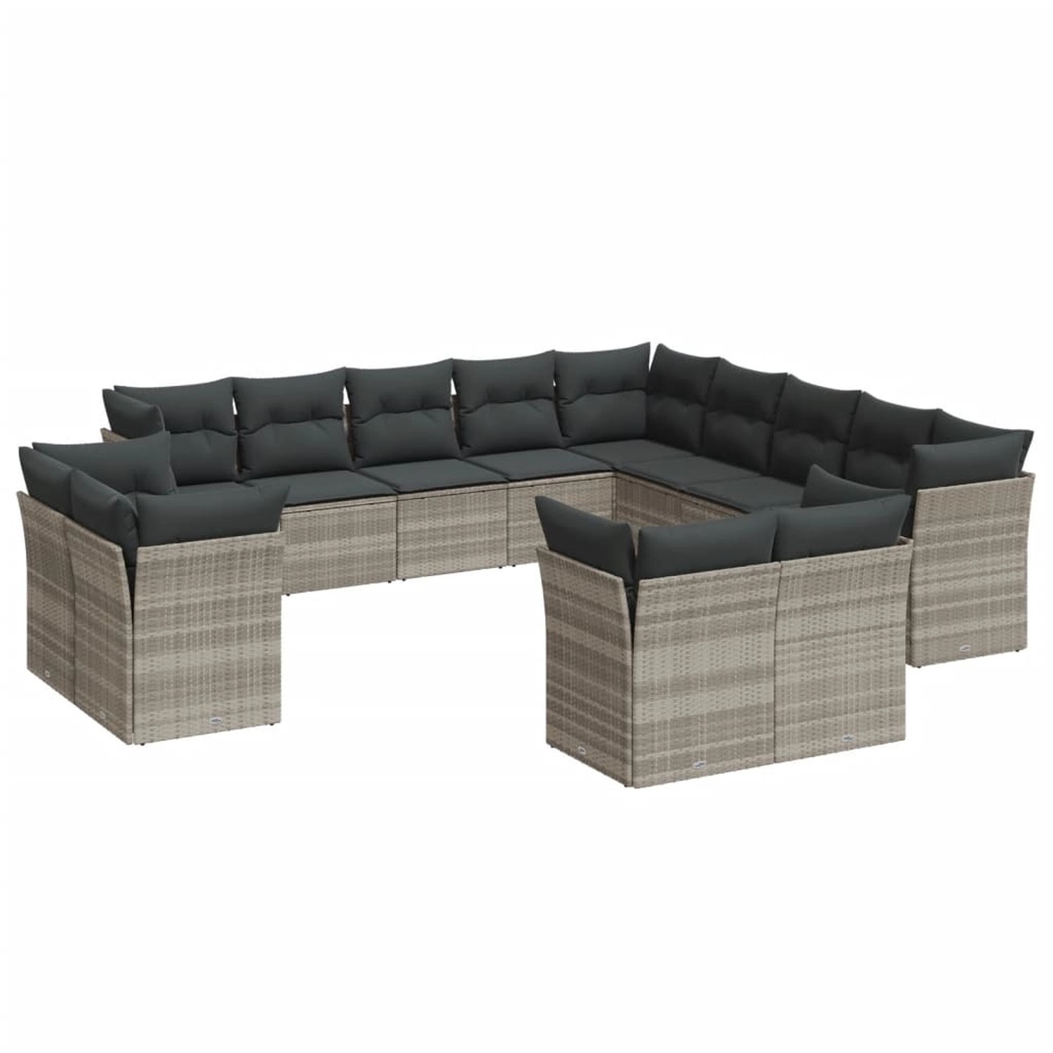 vidaXL 13-Tlg Garten-Sofagarnitur mit Kissen Hellgrau Poly Rattan 3218552 günstig online kaufen
