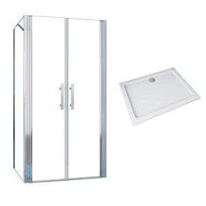 AICA Doppeltür Eckdusche 90x70x195cm Eckig-kabine Duschabtrennung Pendeltür Duschtür 6mm NANO Glas Mit Duschtasse