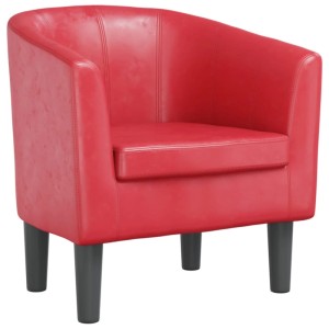 Roter vidaXL Clubsessel aus Kunstleder, Loungesessel mit schwarzen Füßen.