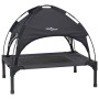 Schwarzes vidaXL Hundebett (76x62x70,5 cm) aus Stahl mit Sonnendach für drinnen und draußen.