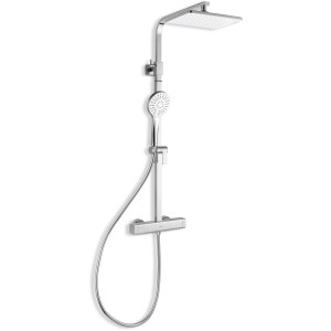Verchromtes baliv Überkopfbrauseset KBS-30.110 mit Hand- und Regendusche sowie Thermostat.