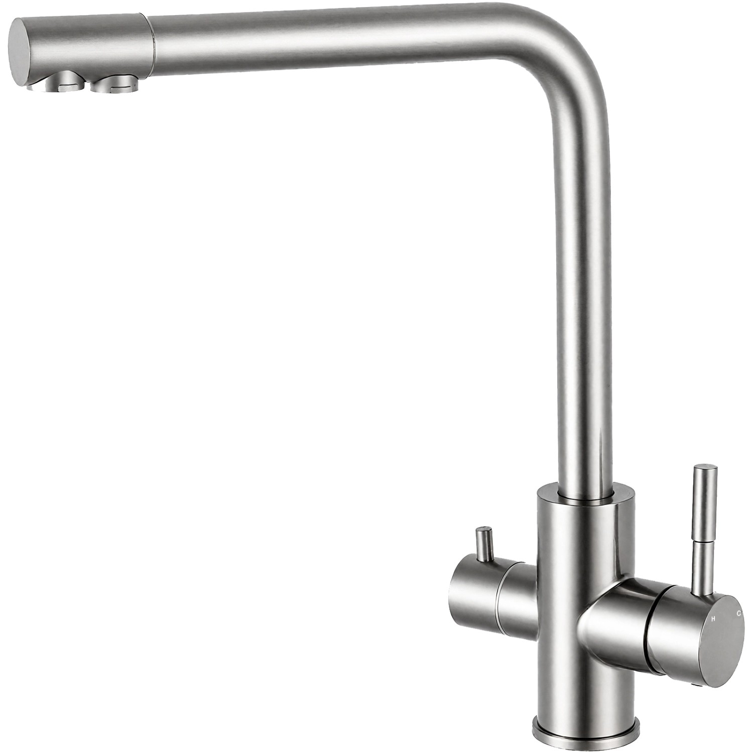 AICA Wasserhahn Silber Küche Spültischarmatur 3-Wege mit Trinkwasserfilter günstig online kaufen