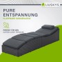 Schwarze Juskys Sonnenliege Lamia, klappbar mit grauer Auflage und verstellbarem Kopfteil.