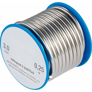 Rolle Lötzinn für Hausinstallation und Kupferrohre, 250g, Durchmesser 3,0mm.